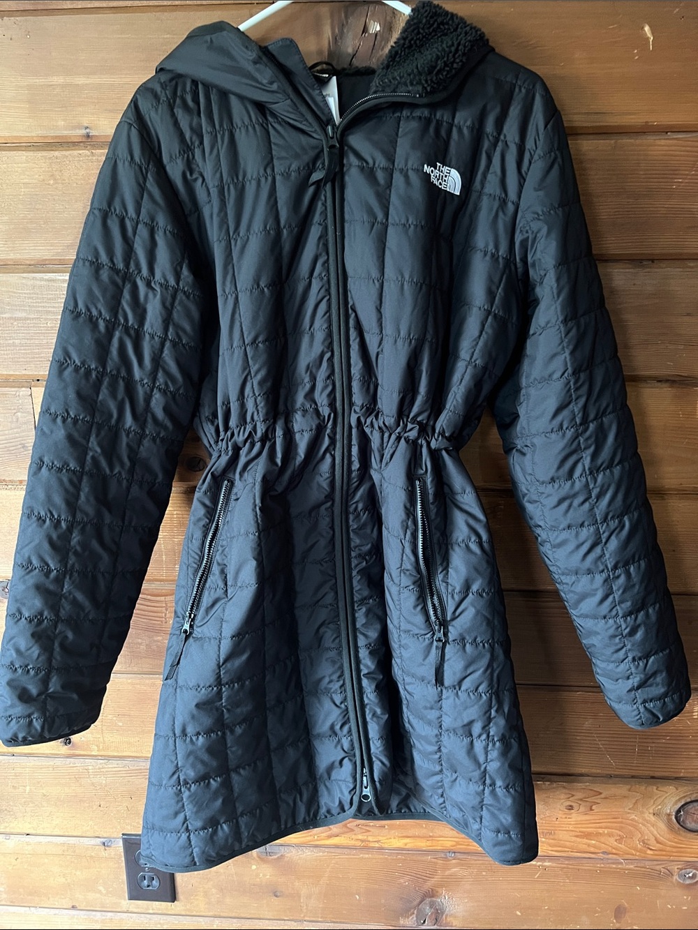 The North Face Black Hooded Quilted Coat